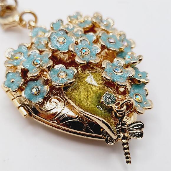 Kirk’s Folly Long Necklace 28" Removable Heart Locket Pendant Dragonfly - Picture 11 of 12